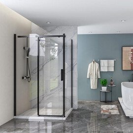 ДУШЕВОЙ УГОЛ VECONI ROVIGO RV-070, 1400Х900Х1950, ЧЕРНЫЙ, СТЕКЛО ПРОЗРАЧНОЕ