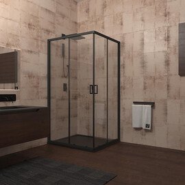 ДУШЕВОЙ УГОЛ VECONI ROVIGO RV-13, 800X800X1950, ЧЕРНЫЙ, СТЕКЛО ПРОЗРАЧНОЕ