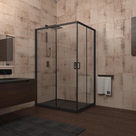 ДУШЕВОЙ УГОЛ VECONI ROVIGO RV-14, 1000X900X1950, ЧЕРНЫЙ, СТЕКЛО ПРОЗРАЧНОЕ