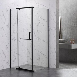 ДУШЕВОЙ УГОЛ VECONI ROVIGO RV-18B, 800X800X2000, ЧЕРНЫЙ, СТЕКЛО ПРОЗРАЧНОЕ