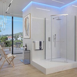 ДУШЕВОЙ УГОЛ VECONI ROVIGO RV-36, 900X900X1950, ХРОМ, СТЕКЛО ПРОЗРАЧНОЕ