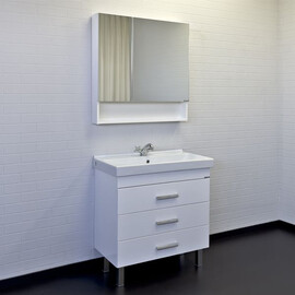 ЗЕРКАЛО-ШКАФ COMFORTY НИКОСИЯ-80 БЕЛЫЙ ГЛЯНЕЦ