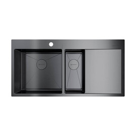 КУХОННАЯ МОЙКА OMOIKIRI AKISAME 100-2-GM-L НЕРЖ.СТАЛЬ/ВОРОНЕНАЯ СТАЛЬ