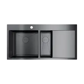 КУХОННАЯ МОЙКА OMOIKIRI AKISAME 100-2-GM-L НЕРЖ.СТАЛЬ/ВОРОНЕНАЯ СТАЛЬ