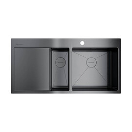 КУХОННАЯ МОЙКА OMOIKIRI AKISAME 100-2-GM-R НЕРЖ.СТАЛЬ/ВОРОНЕНАЯ СТАЛЬ