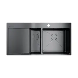 КУХОННАЯ МОЙКА OMOIKIRI AKISAME 100-2-GM-R НЕРЖ.СТАЛЬ/ВОРОНЕНАЯ СТАЛЬ
