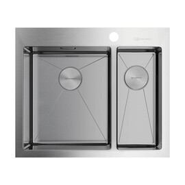 КУХОННАЯ МОЙКА OMOIKIRI AKISAME 60-2-IN-L НЕРЖ.СТАЛЬ/НЕРЖАВЕЮЩАЯ СТАЛЬ