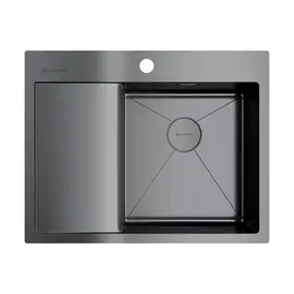 КУХОННАЯ МОЙКА OMOIKIRI AKISAME 65-GM-R НЕРЖ.СТАЛЬ/ВОРОНЕНАЯ СТАЛЬ