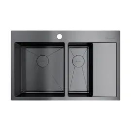 КУХОННАЯ МОЙКА OMOIKIRI AKISAME 78-2-GM-L НЕРЖ.СТАЛЬ/ВОРОНЕНАЯ СТАЛЬ