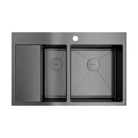 КУХОННАЯ МОЙКА OMOIKIRI AKISAME 78-2-GM-R НЕРЖ.СТАЛЬ/ВОРОНЕНАЯ СТАЛЬ
