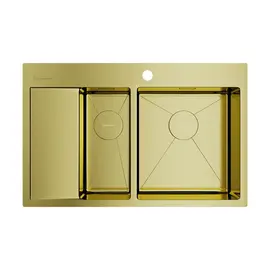 КУХОННАЯ МОЙКА OMOIKIRI AKISAME 78-2-LG-R НЕРЖ.СТАЛЬ/СВЕТЛОЕ ЗОЛОТО
