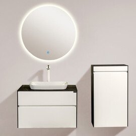 ТУМБА С РАКОВИНОЙ BLACK & WHITE U907.800 BLUM МЕТАЛЛИЧЕСКИЙ ЯЩИК И КЕРАМОГРАНИТ РАКОВИНА 80X52.5X50.6