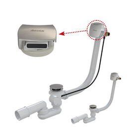 СТОЧНЫЙ КОМПЛЕКТ ДЛЯ ВАННЫ С ЗАПОЛНЕНИЕМ И ПЕРЕЛИВОМ RAVAK "КЛИК-КЛАК" КВАДРАТНЫЙ 570 ММ