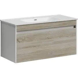 ТУМБА ПОДВЕСНАЯ SANCOS SMART 990Х450Х500, C ДВУМЯ ЯЩИКАМИ ОСНАЩЕННЫМИ ДОВОДЧИКАМИ, ДУБ БАРДОЛИНО/БЕЛЫЙ , АРТ. SM100E