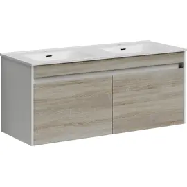 ТУМБА ПОДВЕСНАЯ SANCOS SMART 1190Х450Х500, 4 ЯЩИКА ОСНАЩЕННЫМИ ДОВОДЧИКАМИ, ДУБ БАРДОЛИНО/БЕЛЫЙ  , АРТ. SM120-2E