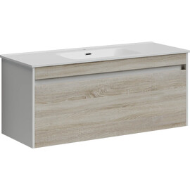 ТУМБА ПОДВЕСНАЯ SANCOS SMART 1190Х450Х500, C ДВУМЯ ЯЩИКАМИ ОСНАЩЕННЫМИ ДОВОДЧИКАМИ, ДУБ БАРДОЛИНО/БЕЛЫЙ , АРТ. SM120-1E