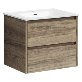ТУМБА ПОДВЕСНАЯ SANCOS LIBRA 590Х450Х500, C ДВУМЯ ЯЩИКАМИ ОСНАЩЕННЫМИ ДОВОДЧИКАМИ, ДУБ ЧАРЛЬСТОН, АРТ. LB60ECH