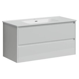 ТУМБА ПОДВЕСНАЯ SANCOS LIBRA 990Х450Х500, C ДВУМЯ ЯЩИКАМИ ОСНАЩЕННЫМИ ДОВОДЧИКАМИ, БЕЛЫЙ ГЛЯНЕЦ , АРТ. LB100W