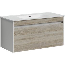 ТУМБА ПОДВЕСНАЯ SANCOS SMART 990Х450Х500, C ДВУМЯ ЯЩИКАМИ ОСНАЩЕННЫМИ ДОВОДЧИКАМИ, ДУБ БАРДОЛИНО/БЕЛЫЙ , АРТ. SM100E