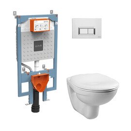 КОМПЛЕКТ ПОДВЕСНОЙ УНИТАЗ VITRA NORMUS, СИСТЕМА ИНСТАЛЛЯЦИИ VITRA V8, КНОПКА LOOP R ГЛЯНЦЕВЫЙ ХРОМ, СИДЕНЬЕ МИКРОЛИФТ