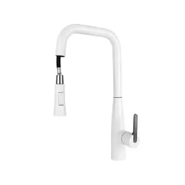 СМЕСИТЕЛЬ KAISER CLARO ДЛЯ КУХНИ С ВЫТЯЖНОЙ ЛЕЙКОЙ WHITE MATT/GUN METAL