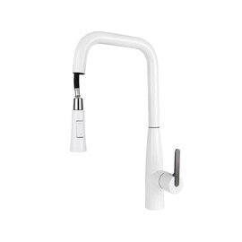 СМЕСИТЕЛЬ KAISER CLARO ДЛЯ КУХНИ С ВЫТЯЖНОЙ ЛЕЙКОЙ WHITE MATT/GUN METAL