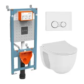 КОМПЛЕКТ ПОДВЕСНОГО УНИТАЗА S40 С ИНСТАЛЛЯЦИЕЙ И КНОПКОЙ, СИДЕНЬЕ МИКРОЛИФТ