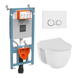 КОМПЛЕКТ ПОДВЕСНОГО УНИТАЗА S40 С ИНСТАЛЛЯЦИЕЙ И КНОПКОЙ, СИДЕНЬЕ МИКРОЛИФТ