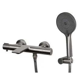 СМЕСИТЕЛЬ KAISER SERIO ДЛЯ ВАННЫ С ТЕРМОСТАТОМ GUN METAL