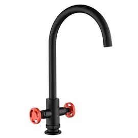 СМЕСИТЕЛЬ KAISER TOPAZ ДЛЯ КУХНИ 2-Х ВЕНТИЛЬНЫЙ "U"- ИЗЛИВ BLACK MATT