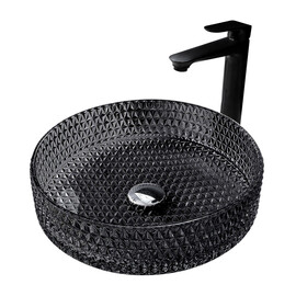 РАКОВИНА НАКЛАДНАЯ СТЕКЛЯННАЯ ABBER GLAS AK2301B ЧЕРНАЯ