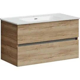 ТУМБА ПОДВЕСНАЯ SANCOS URBAN 890Х450Х550, C ДВУМЯ ЯЩИКАМИ ОСНАЩЕННЫМИ ДОВОДЧИКАМИ, ДУБ ГАЛИФАКС НАТУРАЛЬНЫЙ, АРТ. UR90EG