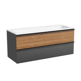 ТУМБА ПОДВЕСНАЯ SANCOS DELTA 1195Х445Х500, C ДВУМЯ ЯЩИКАМИ ОСНАЩЕННЫМИ ДОВОДЧИКАМИ , ДУБ КРАСНЫЙ/ГРАФИТ , АРТ. DL120GR