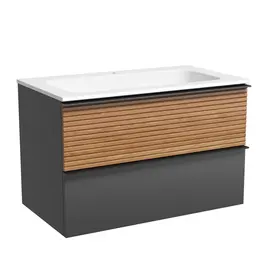 ТУМБА ПОДВЕСНАЯ SANCOS DELTA 790Х445Х500, C ДВУМЯ ЯЩИКАМИ ОСНАЩЕННЫМИ ДОВОДЧИКАМИ, ДУБ КРАСНЫЙ/ГРАФИТ , АРТ. DL80GR