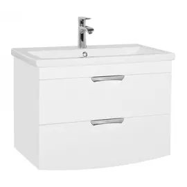 ТУМБА С РАКОВИТИНОЙ ПОДВЕСНАЯ STYLE LINE "ЖАСМИН 2", КОМО 80, ЛЮКС БЕЛАЯ, PLUS