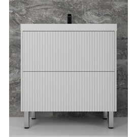ТУМБА НАПОЛЬНАЯ STYLE LINE "СТОКГОЛЬМ 80", CLASSIC 80, (2 ЯЩ.) БЕЛЫЙ РИФЛЕНЫЙ СОФТ, PUSH