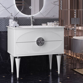 ТУМБА OPADIRIS ИБИЦА 90, ПОДВЕСНАЯ С НОЖКАМИ, БЕЛЫЙ/ХРОМ (ПОД РАКОВИНУ CERASTYLE IBIZA 91)