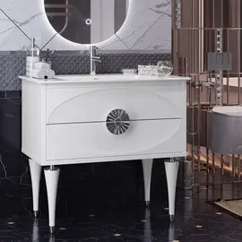 ТУМБА OPADIRIS ИБИЦА 90, ПОДВЕСНАЯ С НОЖКАМИ, БЕЛЫЙ/ХРОМ (ПОД РАКОВИНУ CERASTYLE IBIZA 91)