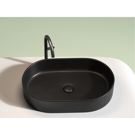 УМЫВАЛЬНИК ЧАША НАКЛАДНАЯ ОВАЛЬНАЯ CERAMICA NOVA ELEMENT 608X385X122 ММ, ЧЕРНЫЙ МАТОВЫЙ