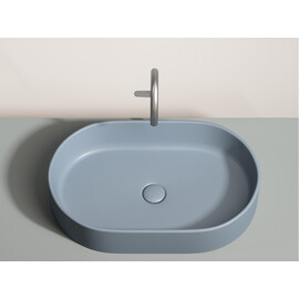 УМЫВАЛЬНИК ЧАША НАКЛАДНАЯ ОВАЛЬНАЯ CERAMICA NOVA ELEMENT 608X385X122 ММ, СЕРО-ГОЛУБОЙ МАТОВЫЙ
