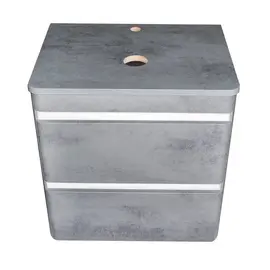 ТУМБА ПОДВЕСНАЯ STYLE LINE "АТЛАНТИКА 60", ЛЮКС БЕТОН ТЕМНЫЙ, 2 ЯЩИКА, СО СТОЛЕШНИЦЕЙ, PLUS