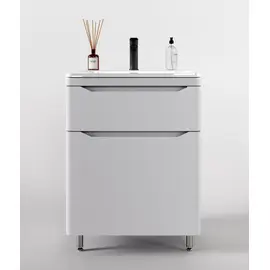 ТУМБА НАПОЛЬНАЯ STYLE LINE "МАРЕЛЛА 60", 2 ЯЩИКА, ЛЮКС АНТИСКРЕЙТЧ БЕЛЫЙ МАТОВЫЙ, PLUS