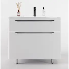 ТУМБА НАПОЛЬНАЯ STYLE LINE "МАРЕЛЛА 90", 2 ЯЩИКА, ЛЮКС АНТИСКРЕЙТЧ БЕЛЫЙ МАТОВЫЙ, PLUS