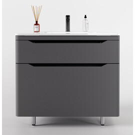 ТУМБА НАПОЛЬНАЯ STYLE LINE "МАРЕЛЛА 90", 2 ЯЩИКА, ЛЮКС АНТИСКРЕЙТЧ СЕРЫЙ, PLUS