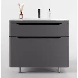 ТУМБА НАПОЛЬНАЯ STYLE LINE "МАРЕЛЛА 90", 2 ЯЩИКА, ЛЮКС АНТИСКРЕЙТЧ СЕРЫЙ, PLUS