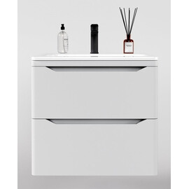 ТУМБА ПОДВЕСНАЯ STYLE LINE "МАРЕЛЛА 70", 2 ЯЩИКА, ЛЮКС АНТИСКРЕЙТЧ БЕЛЫЙ МАТОВЫЙ, PLUS