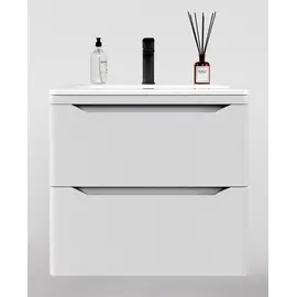 ТУМБА ПОДВЕСНАЯ STYLE LINE "МАРЕЛЛА 70", 2 ЯЩИКА, ЛЮКС АНТИСКРЕЙТЧ БЕЛЫЙ МАТОВЫЙ, PLUS