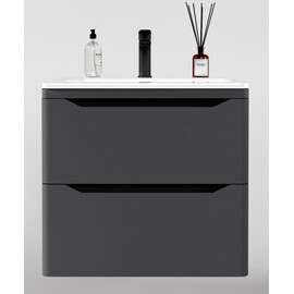 ТУМБА ПОДВЕСНАЯ STYLE LINE "МАРЕЛЛА 70", 2 ЯЩИКА, ЛЮКС АНТИСКРЕЙТЧ СЕРЫЙ, PLUS