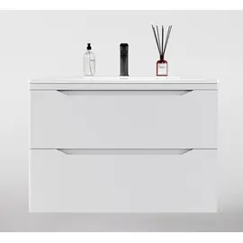 ТУМБА ПОДВЕСНАЯ STYLE LINE "МАРЕЛЛА 80", 2 ЯЩИКА, ЛЮКС АНТИСКРЕЙТЧ БЕЛЫЙ МАТОВЫЙ, PLUS