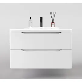 ТУМБА ПОДВЕСНАЯ STYLE LINE "МАРЕЛЛА 90", 2 ЯЩИКА, ЛЮКС АНТИСКРЕЙТЧ БЕЛЫЙ МАТОВЫЙ, PLUS